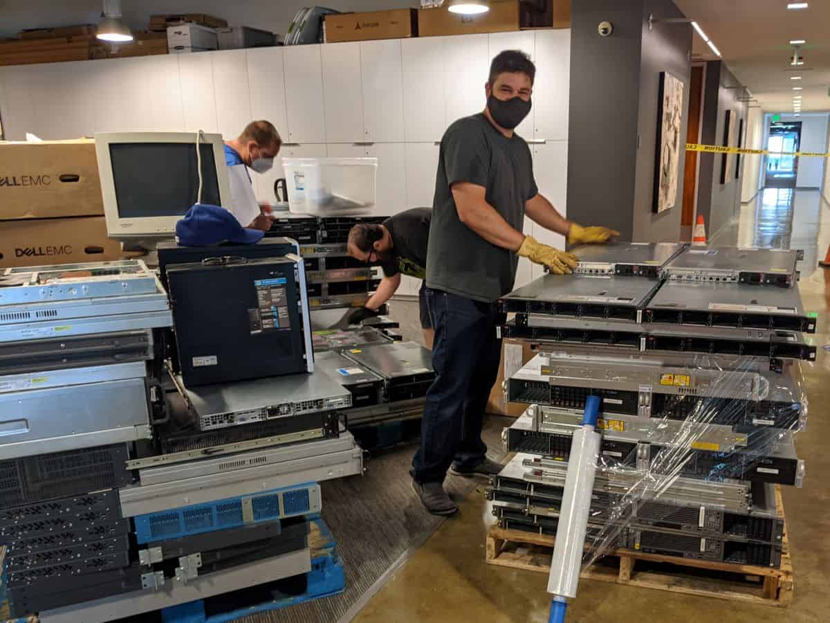 Recycling data center equipment from an office.